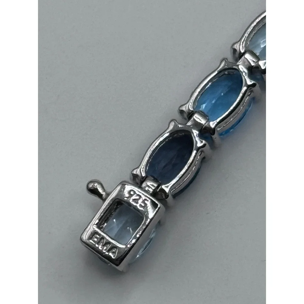 EMA Signed Sterling Silver Shades of Blue Tennis Bracelet